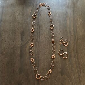 Premier Designs Antiqued Copper Plated Necklace and Earrings Set